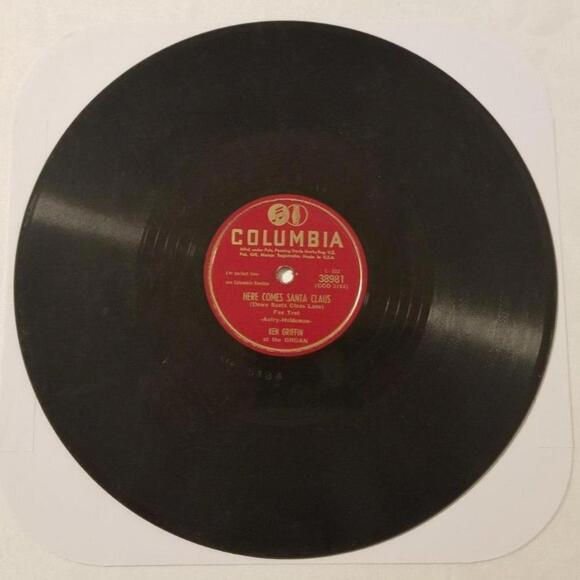 3/$25 Ken Griffin 78 RPM Here Comes Santa Claus / Rudolph Columbia 38981 - Picture 2 of 5